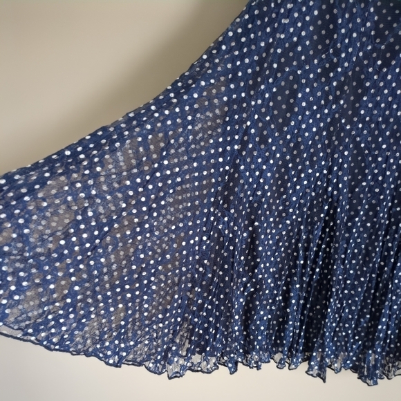 Vex Collection Polka Dot Ruffle Lace Midi Skirt Navy Blue Size EU 44 (US 12) - Picture 4 of 8